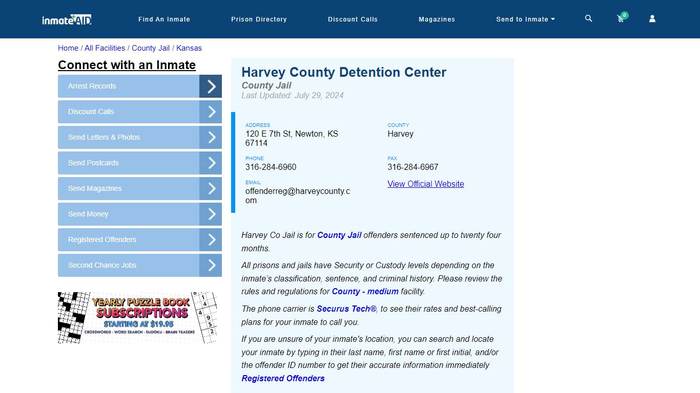 Harvey County Detention Center - Inmate Locator