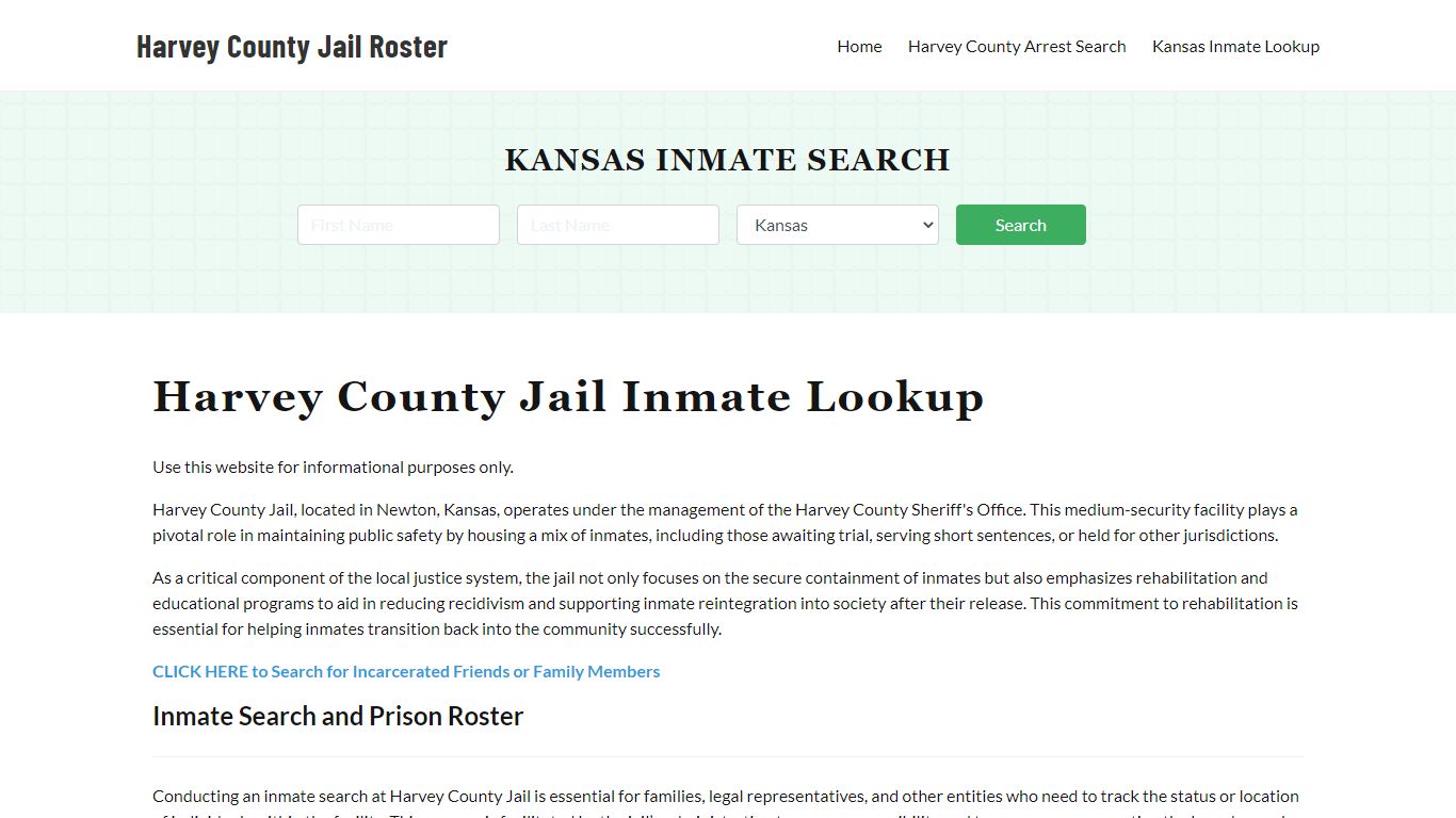 Harvey County Jail Roster Lookup, KS, Inmate Search